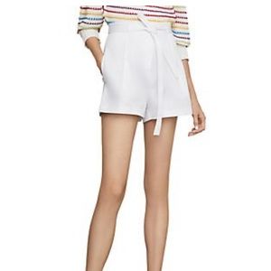 BCBGMAXAZRIA Belted White Paper Bag Shorts